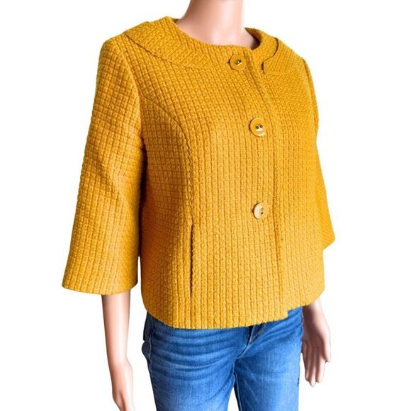 Tabitha Anthropologie Marigold Wool Blend Swing Coat - Picture 6 of 8